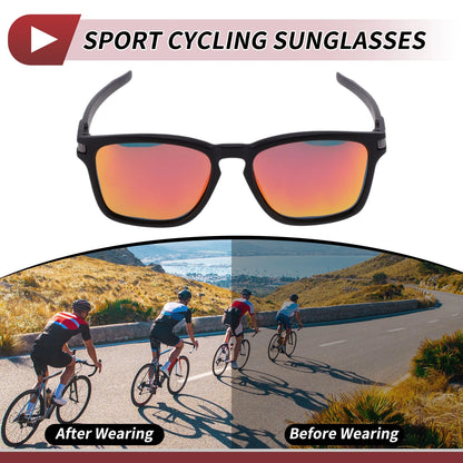 Motorcycle Riding Goggles Red Lens Black Frame PC Cycling Sunglasses UV400