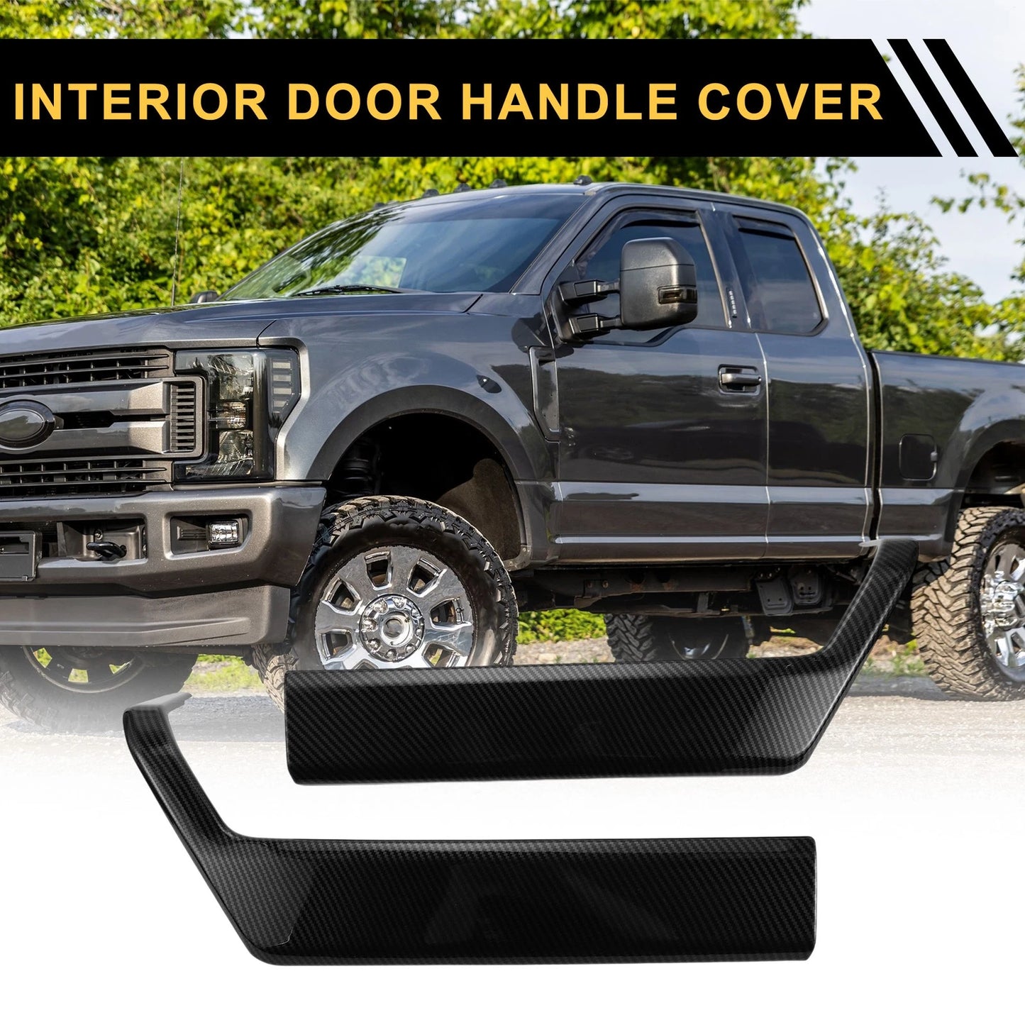Black Interior Door Handle Bezel Cover Trims for Ford F-150 (2021-2024)