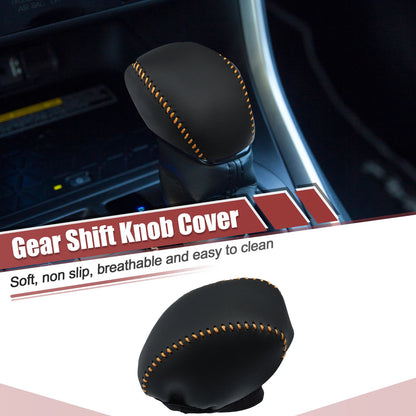 Gear Shift Knob Cover for Toyota Rav4 Black with Orange Stitches (2013-2023)