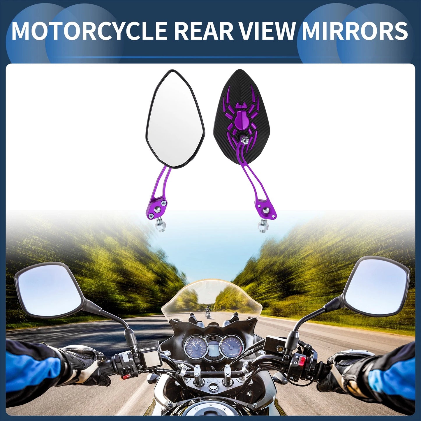 M8/M10 2 x Rear View Mirrors for Motorcycle