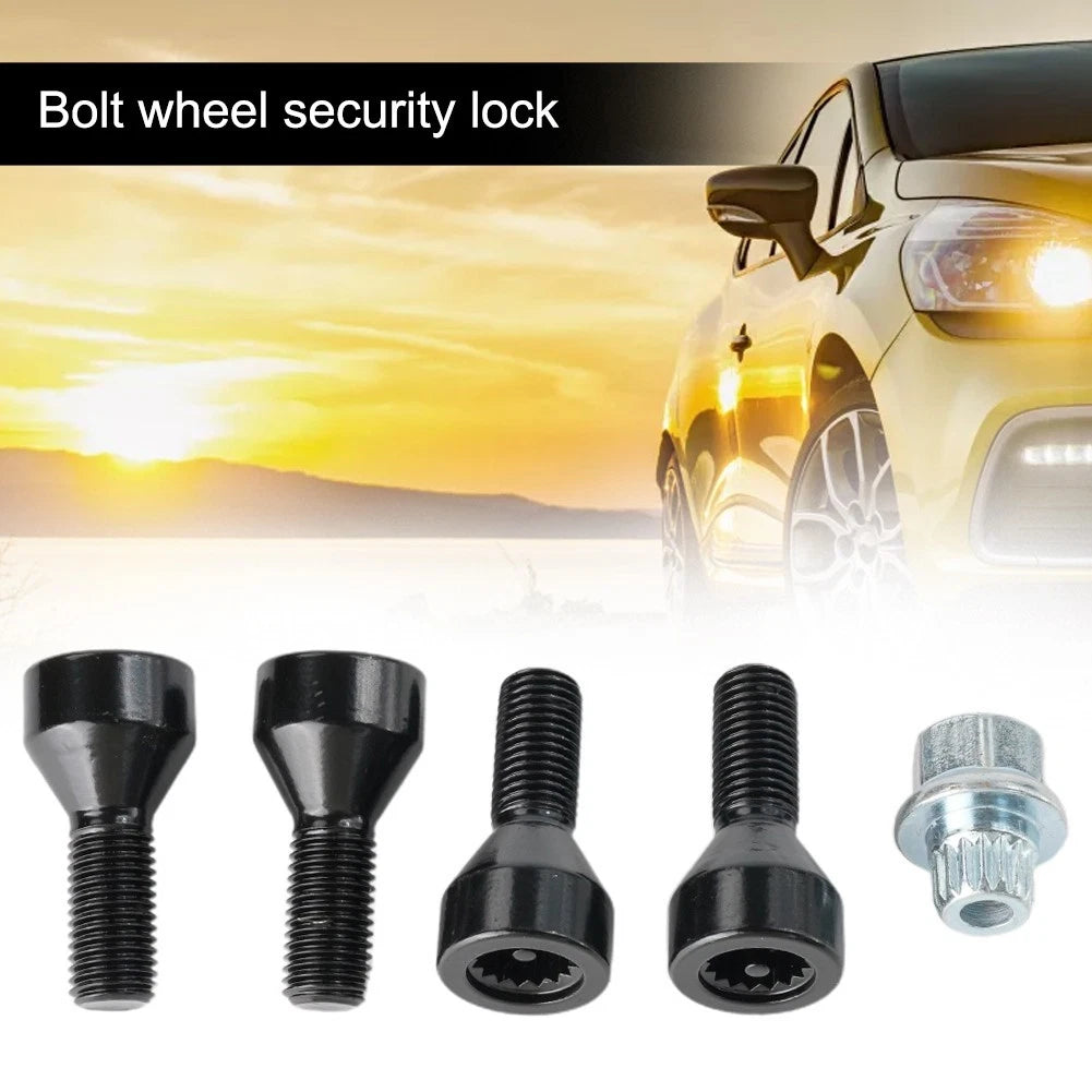 Wheel Locking Bolts 4pc LUG NUTS Silver Stainless Steel