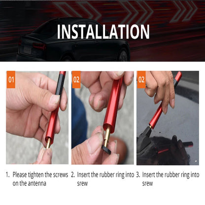 3inches Carbon Fiber Red Car Antenna for Universal FM Radio ()