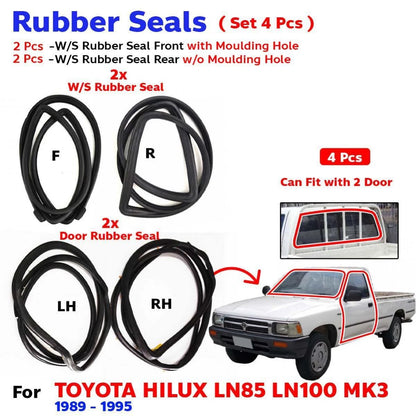 Windshield Door Rubber Set 4 Fits Toyota Hilux LN85 LN90 2D Pickup 1989-95