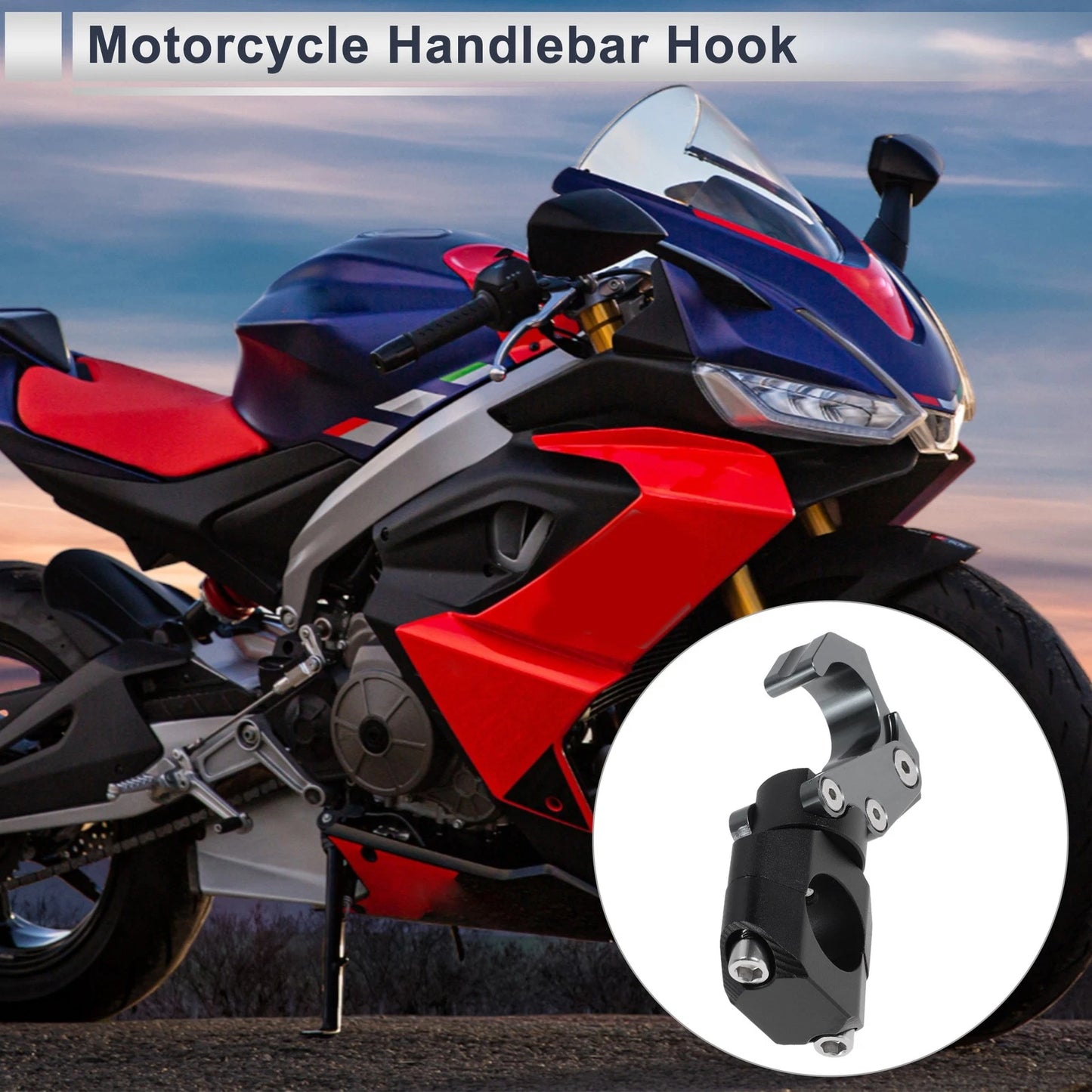 Rectangle Aluminum Alloy Motorcycle Hanging Hook Hexagon Wrench Titanium Tone