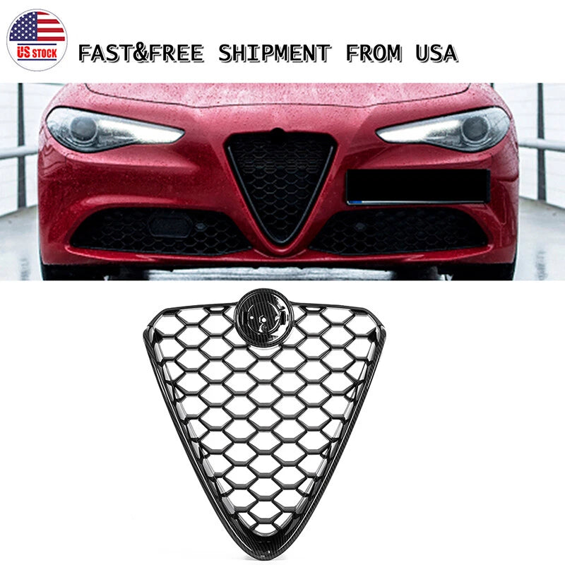 Carbon Black Front Grille Bumper Upper Grill for Alfa Romeo Giulia (2017-2022)