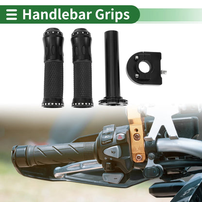 7/8" 22mm Hand Grips Cover Rhombus Pattern Black for Motorcycle