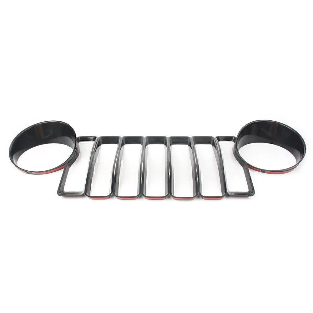 Black Front Grill Insert Headlight Trim Covers for Jeep Wrangler JL (2018)