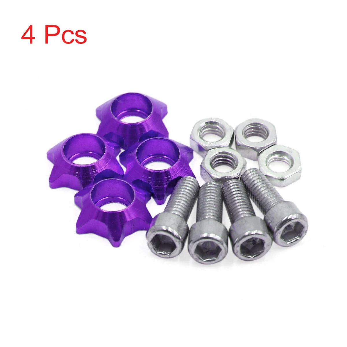 4Pcs / 6mm / Purple Metal Hexagon License Plate Bolts for Motorcycle