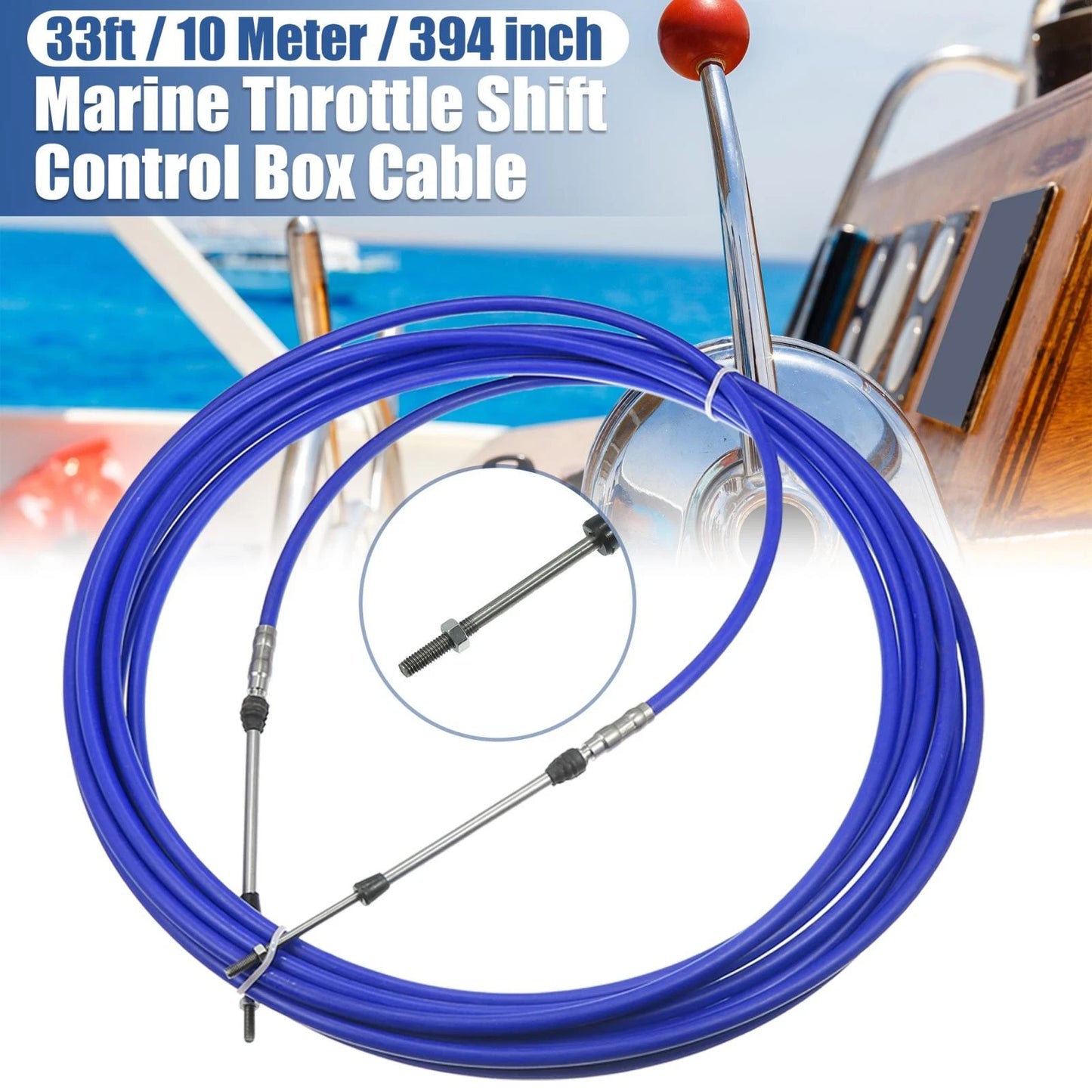 Remote Control Box Cable Marine Type 33ft 394 Inch for Yamaha Blue