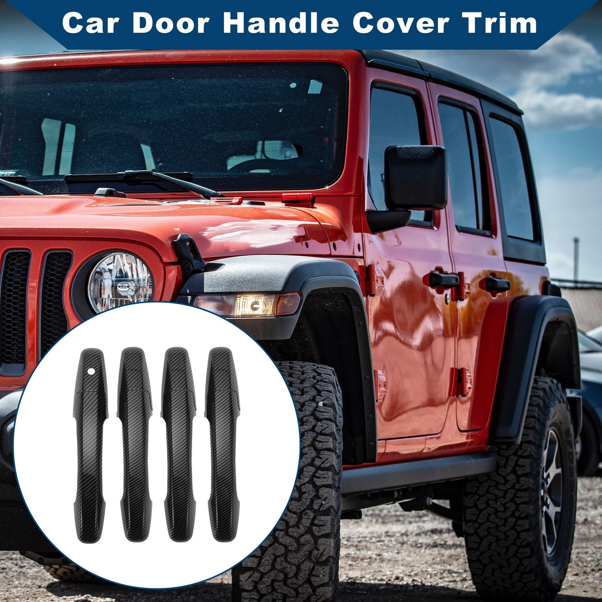 Carbon Fiber Black Door Handle Cover Trim for Honda Civic (2006-2011)