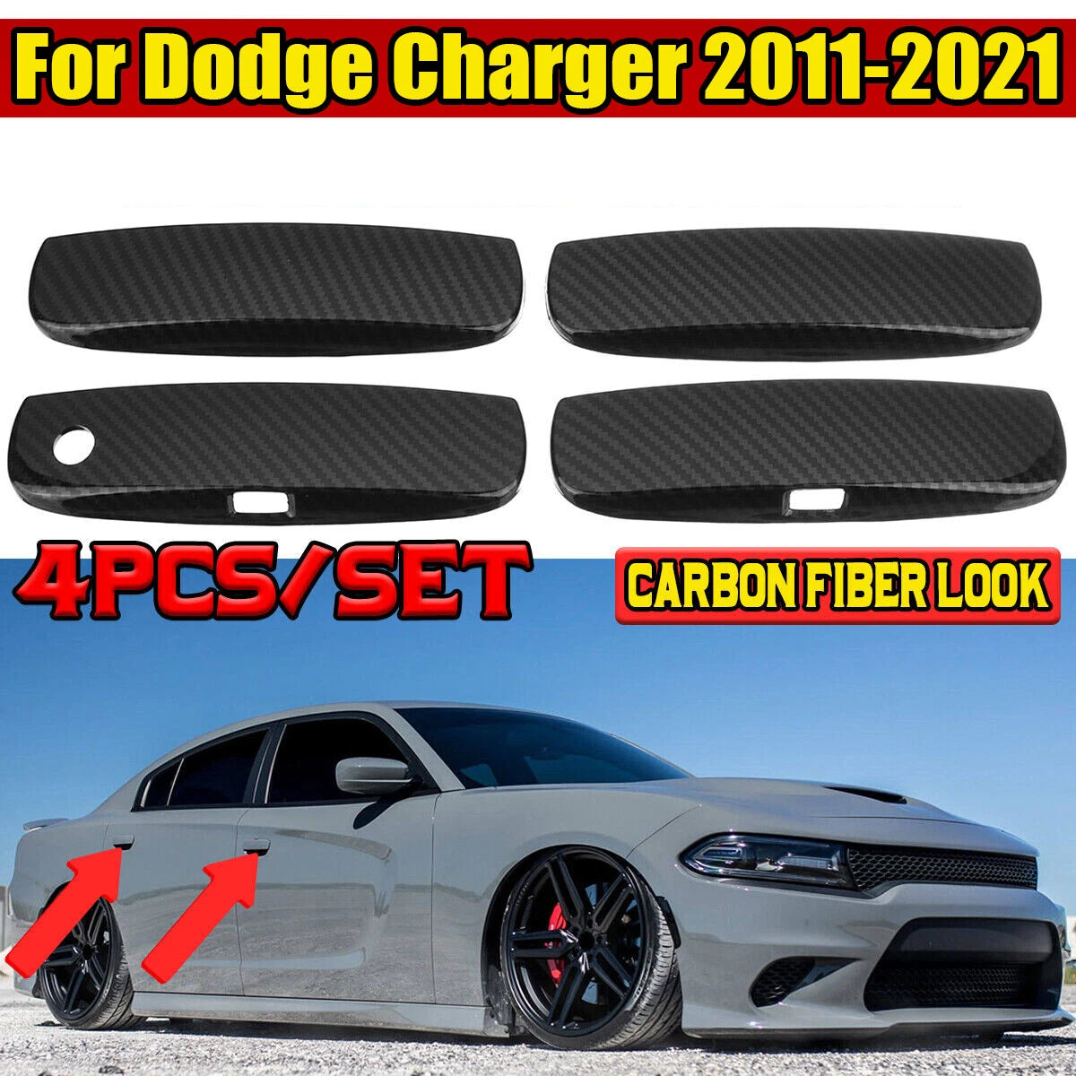 Carbon Fiber Door Handle Covers for 2011-2021 Dodge Charger (2011-2021)