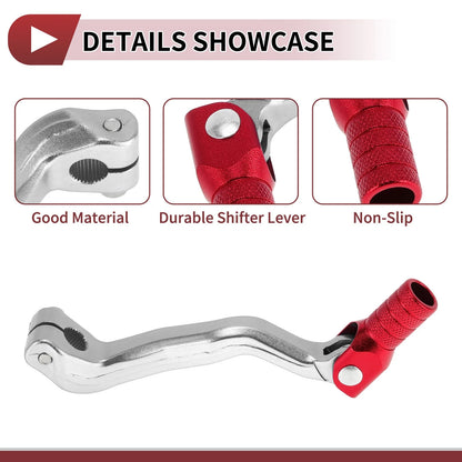Folding Motorcycle Gear Shifter Lever Silver Tone Red Head for Bosuer M4