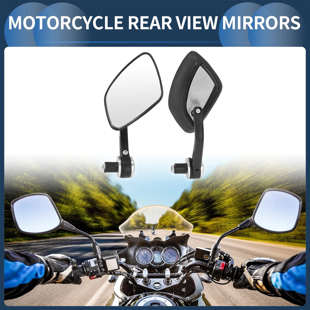 1 Pair Motorcycle Rear View Mirrors Rearview Mirror Aluminum Oval for Motorcycle