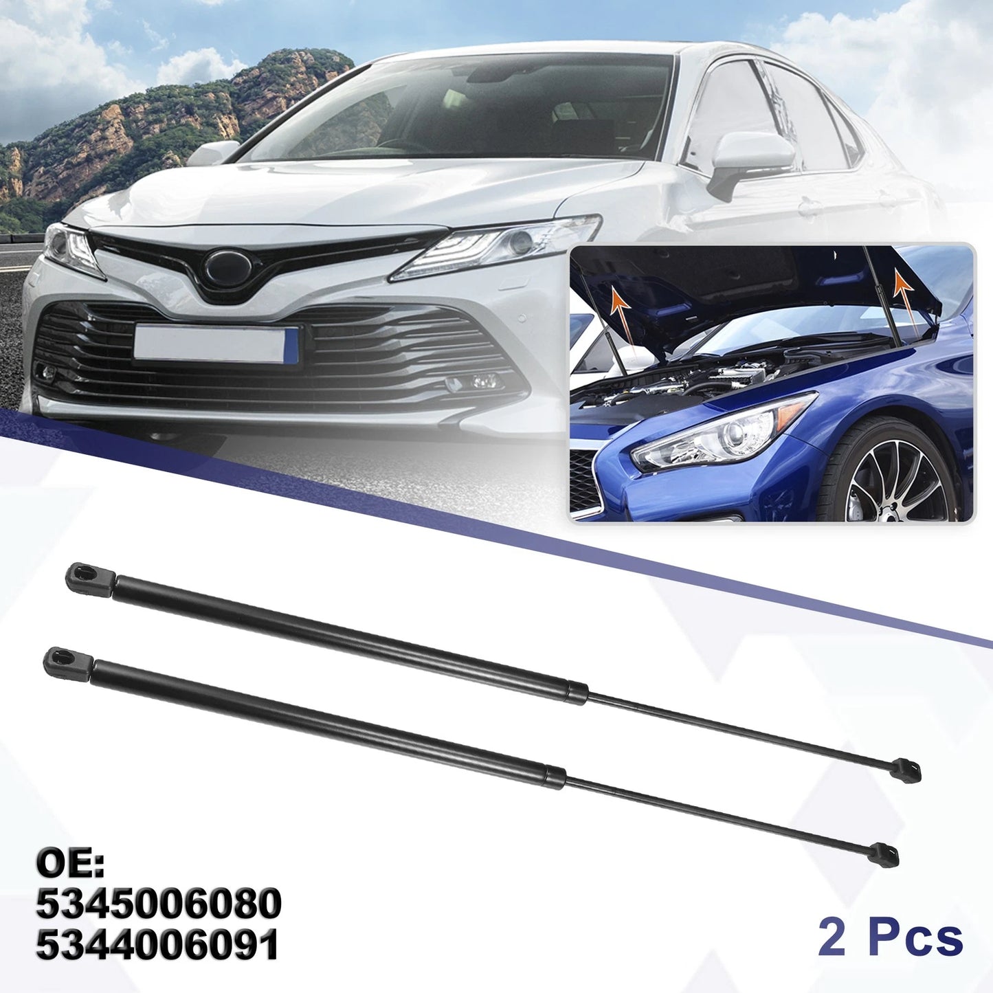 2 x Front Bonnet Lift Supports for Toyota Avalon (2013-2018)