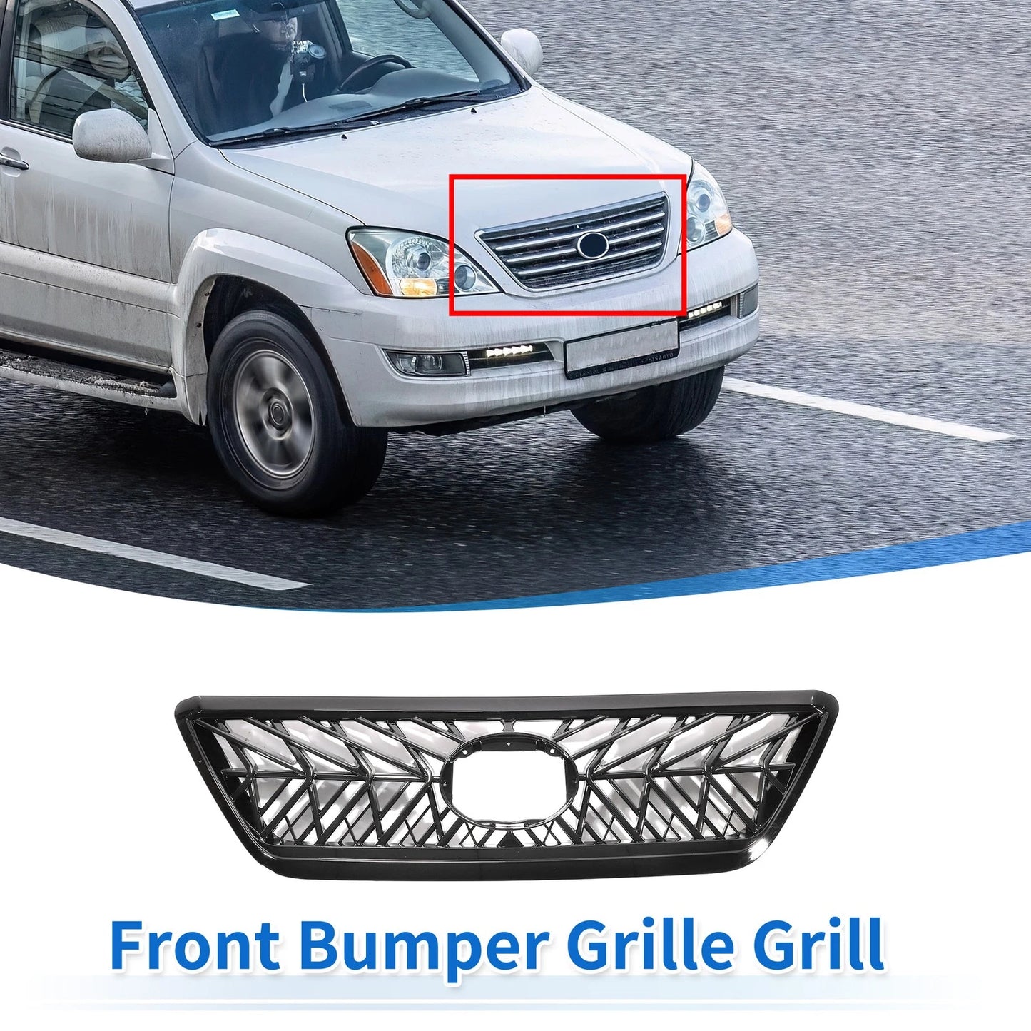 Front Upper Bumper Grille for Lexus GX470 (2003-2009) - TRD Black