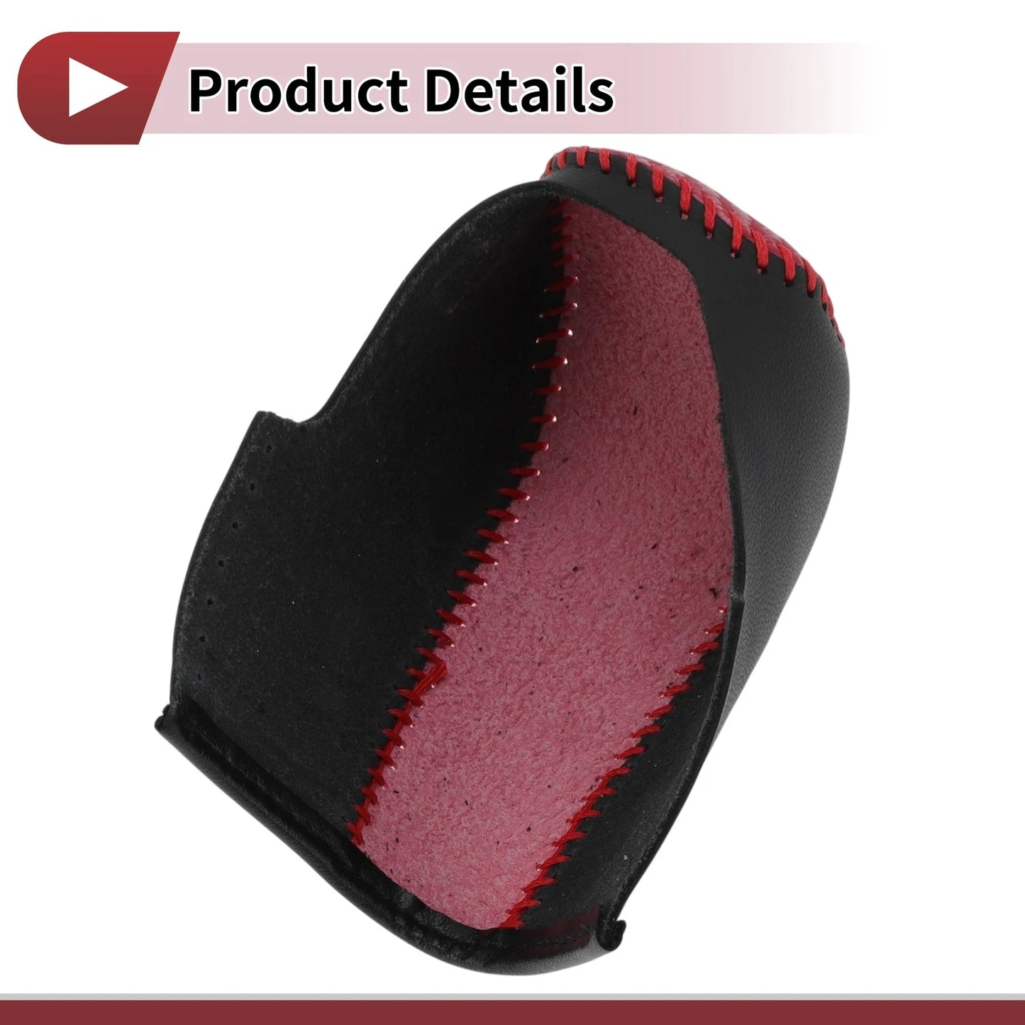 Car Gear Shift Knob Cover for BMW 3 Series E90 (2007-2013) - Black Red Faux Leather