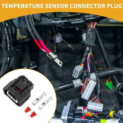 2 Pin Temperature Sensor Connector Plug 1 Set Plastic Black for Toyota