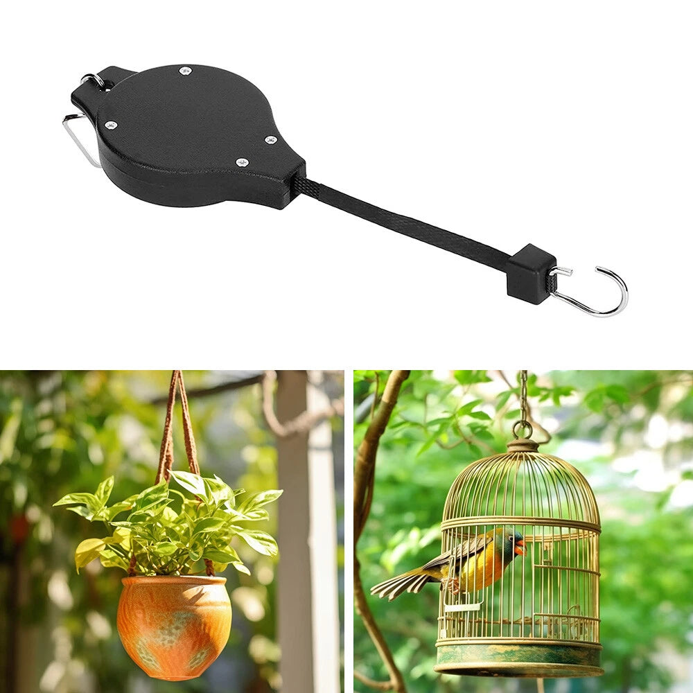3 x Retractable Plant Hangers Auto Lock Adjustable Hook