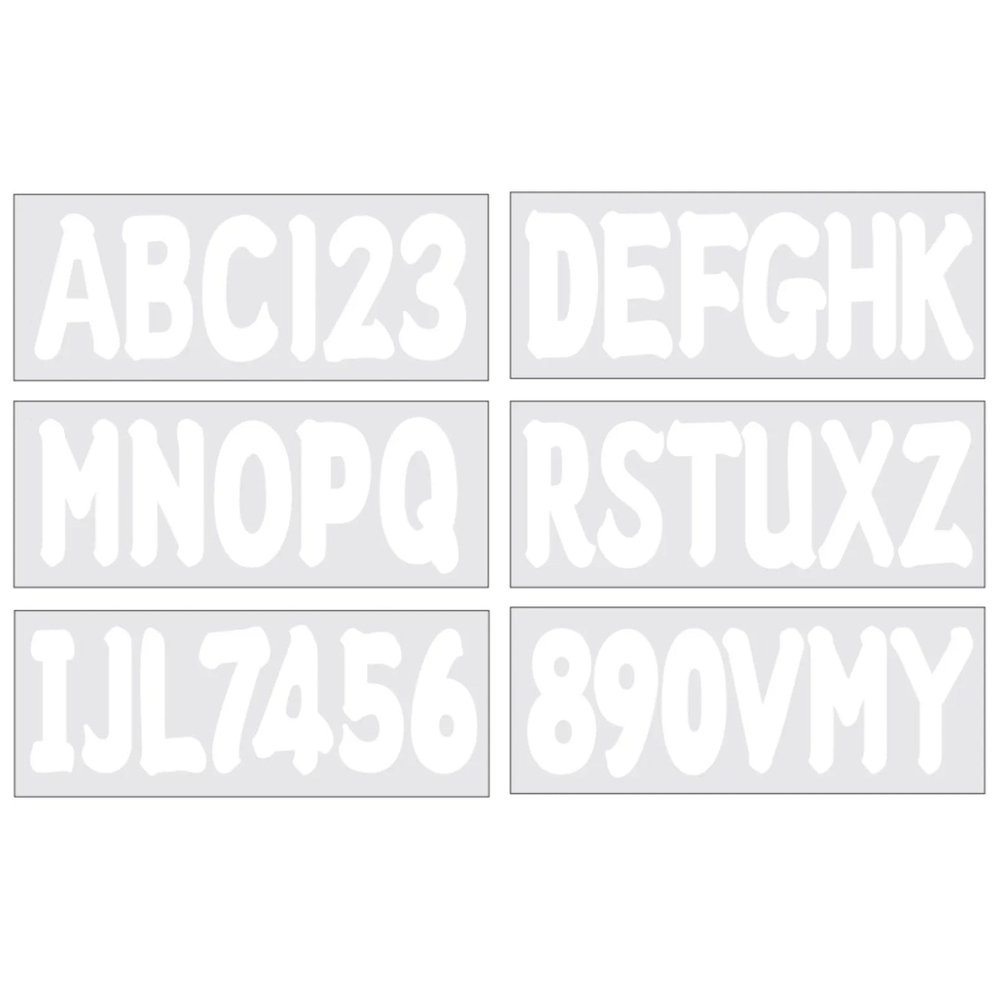 Boat Decal Sticker Set A-Z & 0-9 - Four Sets - White