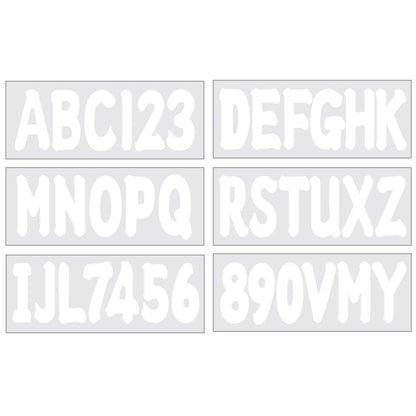 Boat Decal Sticker Set A-Z & 0-9 - Four Sets - White