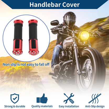 23 x 25 mm Motorcycle Hand Grips Cover Aluminum Alloy Rubber Red