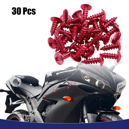 Bolts / 30 x / Round Cross Head Self-Tapping Screws for Motorcycle