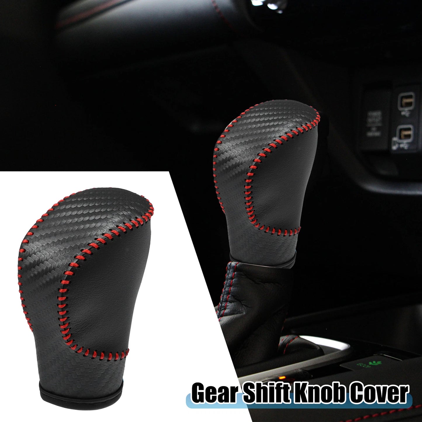 Gear Shift Lever Cover for Honda Civic 11th Gen 2020-2022 with Red Stitches