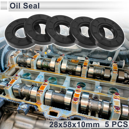 Oil Seal 28x58x10mm Black 5 Pcs Rotary Shaft Seal Nitrile Rubber