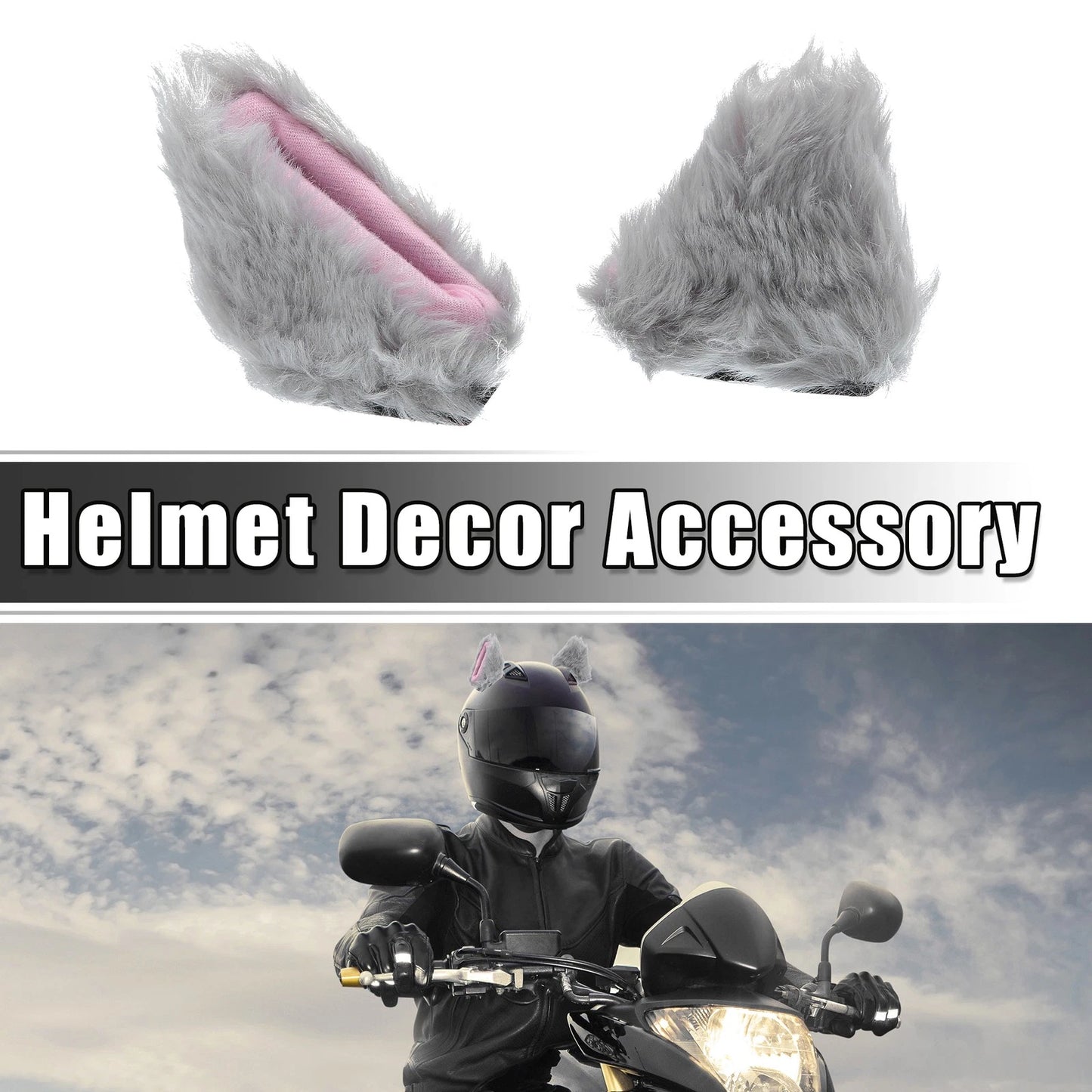 1 Pair Cat Ears Helmet Decor for Bicycle & Motorcycle