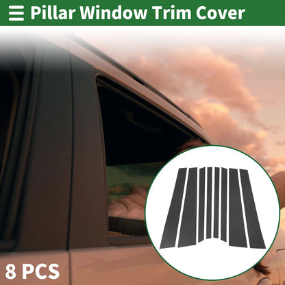 8 x Door Pillar Window Trim for BMW X5 (2014-2018) Carbon Fiber Pattern Black