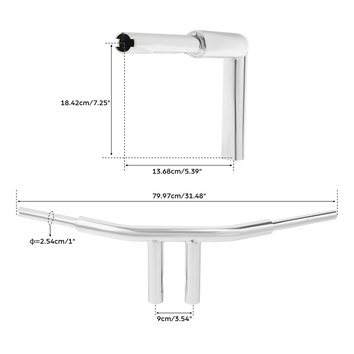 Chrome 8 Rise T-Bar 1.5 Handlebar for Harley Softail Fat Boy Bob (2018-2024)