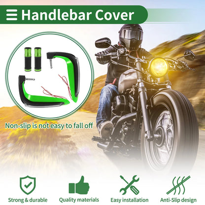 Motorcycle Hand Grips Covers, Handlebar Covers, Aluminum Alloy, Green