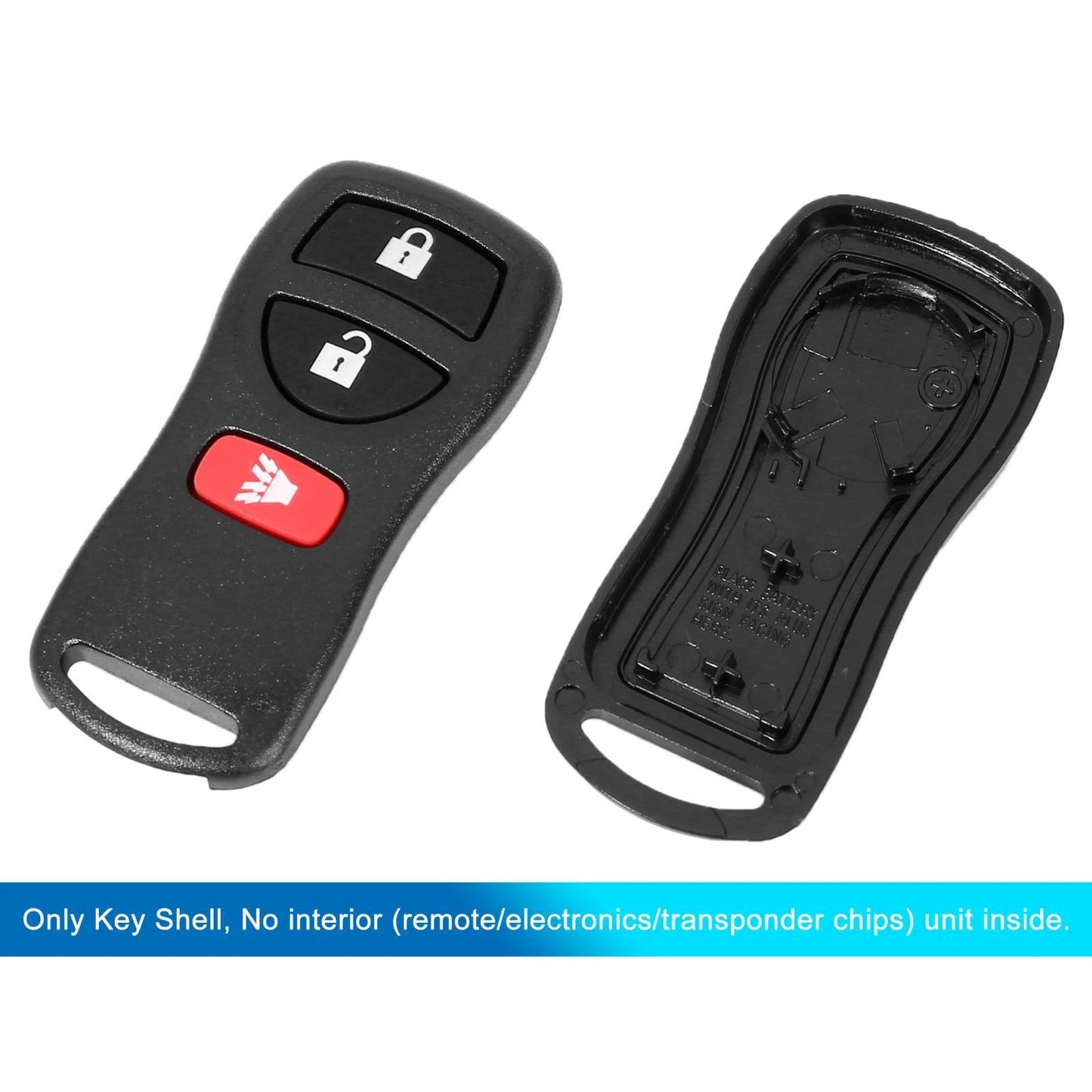 Key Fob Shell Case for Nissan Xterra 2005-2015 3 Button Black