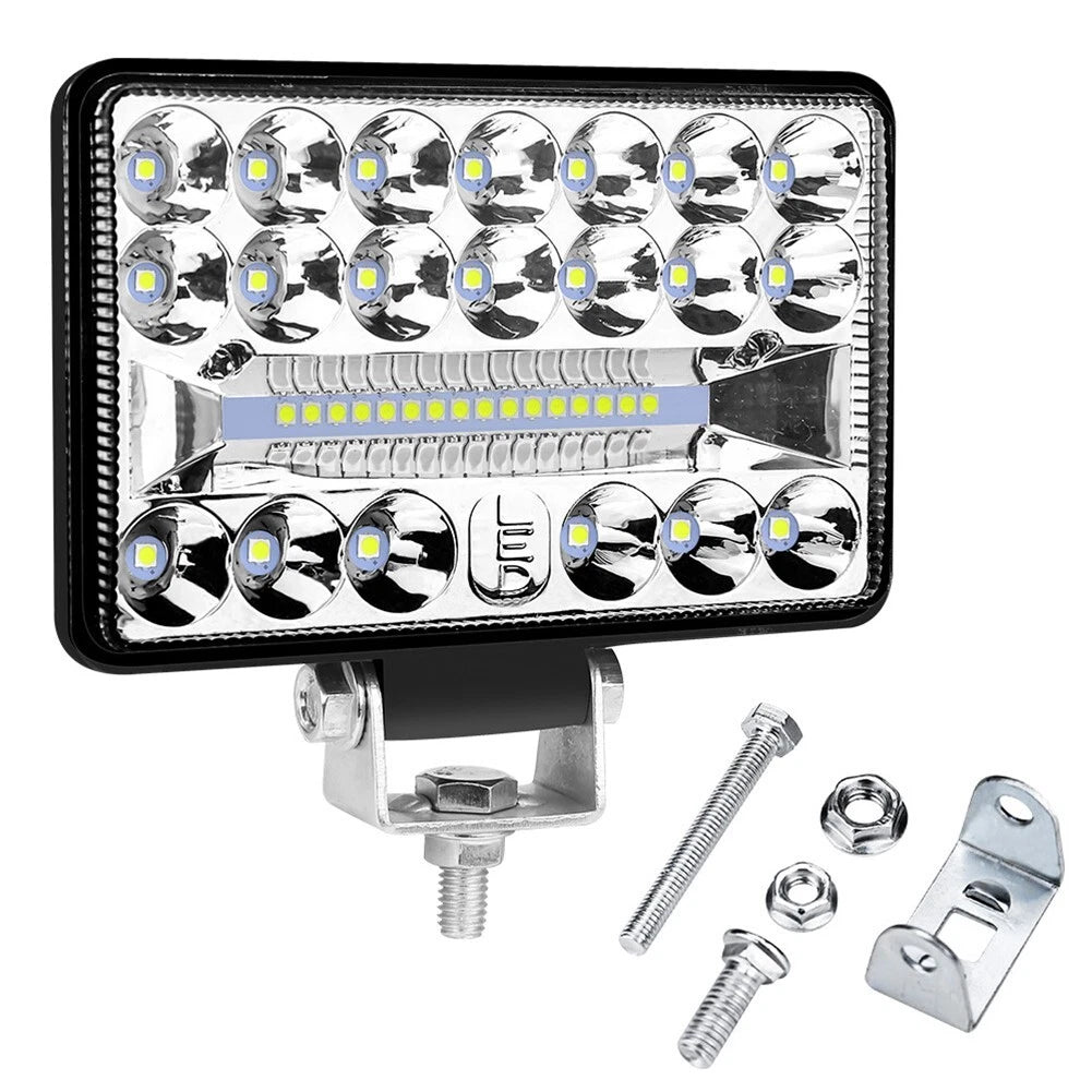 2 x Chrome Rectangular LED Headlights Auto Work Lights for Car Lights
