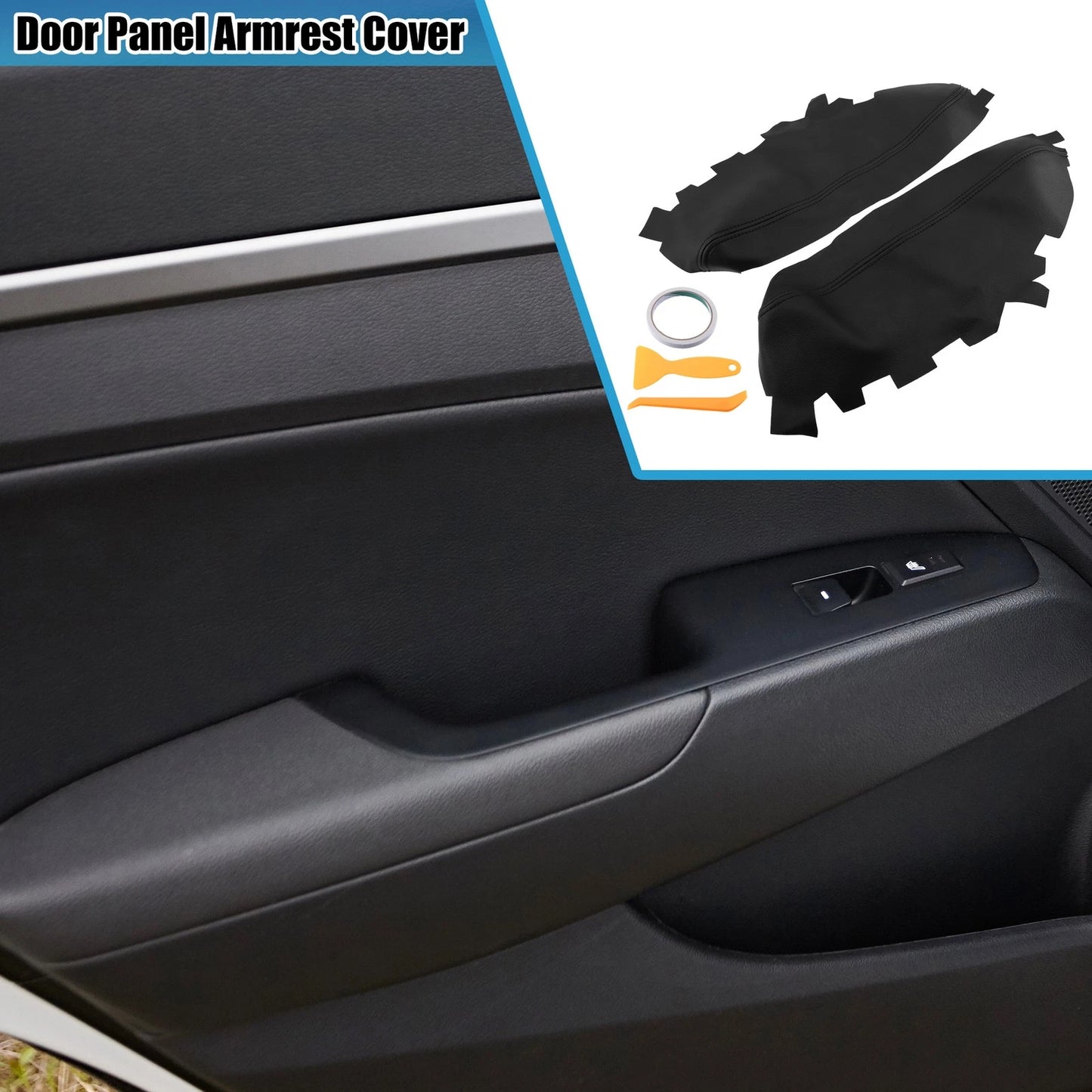 Front Door Panel Armrest Covers for Toyota Avalon (2013-2018) 1 Pair Black