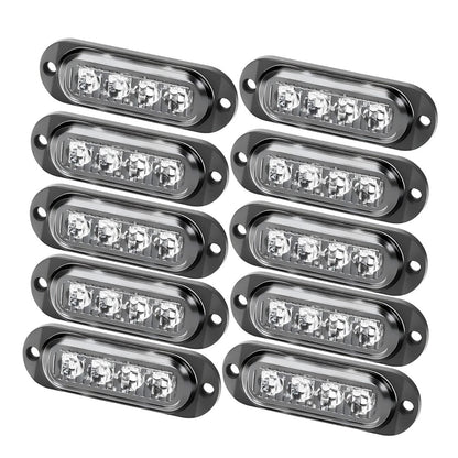10Pc 4LED Clearance Side Marker Lights for Car Indicator