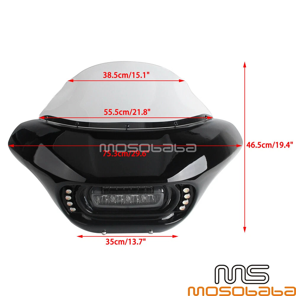LED Headlight Fairing Windshield w/ Turn Signals for Harley Softail Fat Bob (2018-2023)