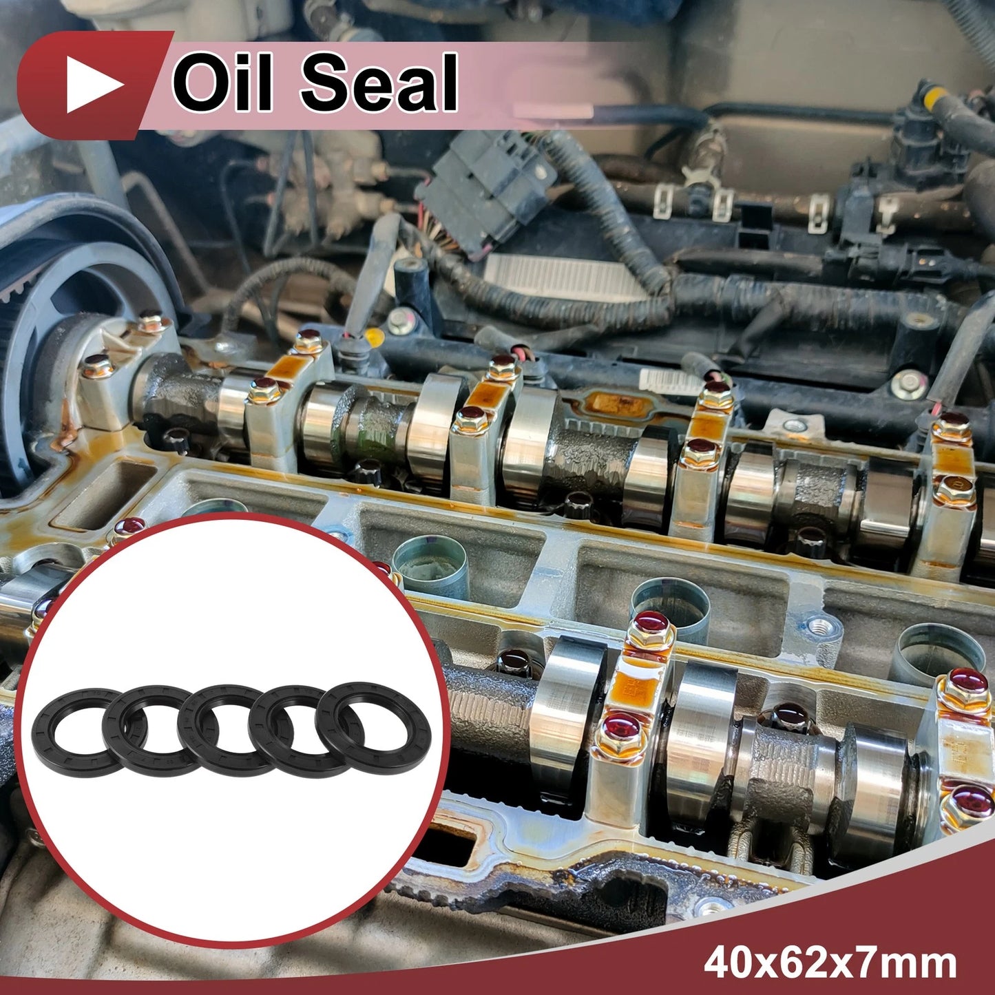 Rotary Shaft Seal 40x62x7mm Nitrile Black 5 x 70D for Make Model
