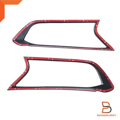 Matte Black Red Logo Headlight Lamp Cover Trim for Ford Ranger (2015-2021)