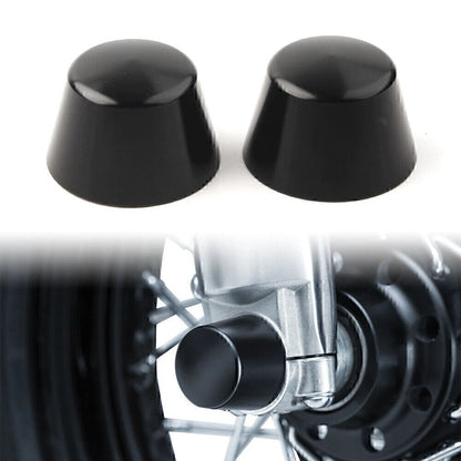 Black Front Axle Cap Nut Covers for Harley Sportster Dyna Road Glide (2004-2023)