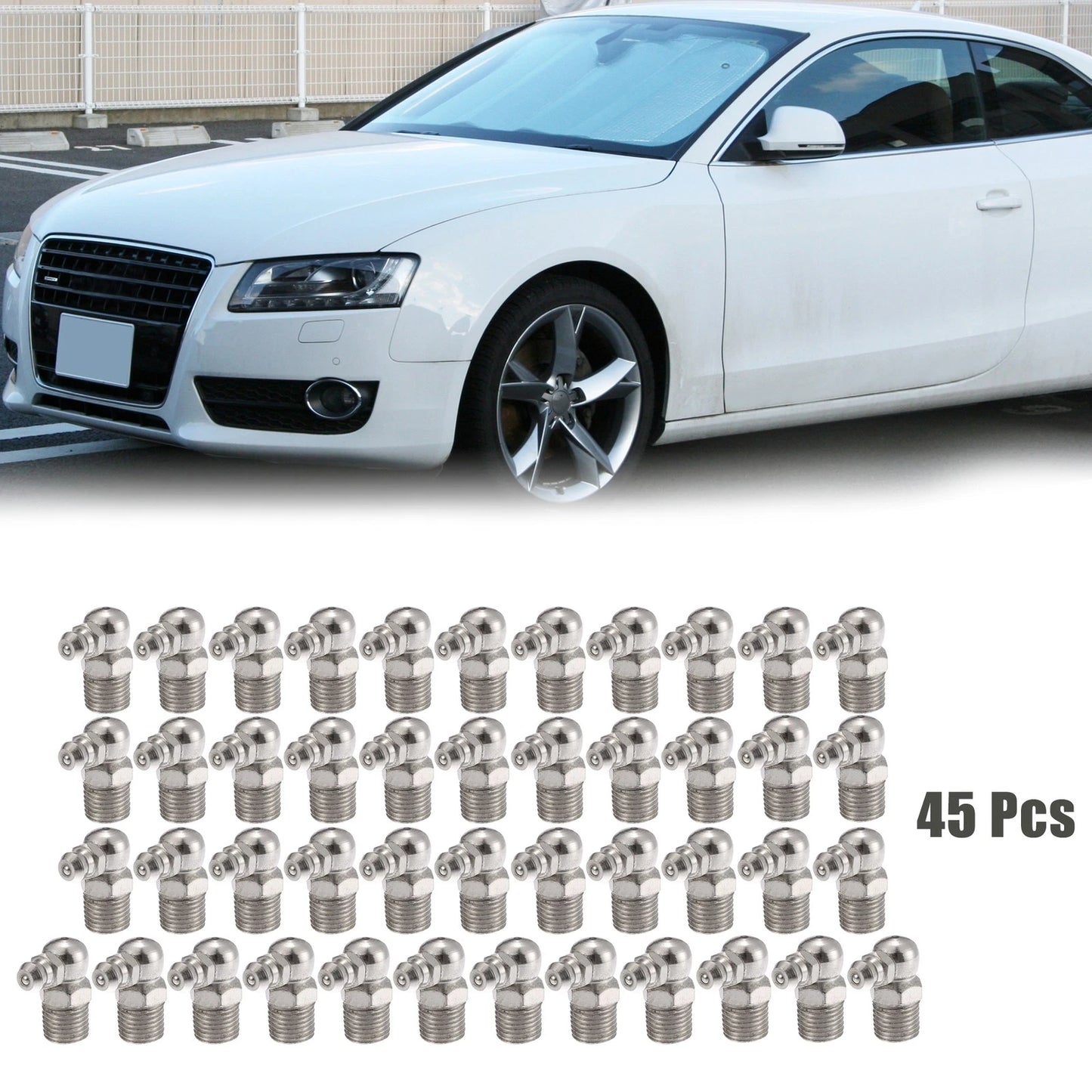 45pcs M10 x 1 90° Nickel Plated Grease Nipple Fitting for Motorcycle