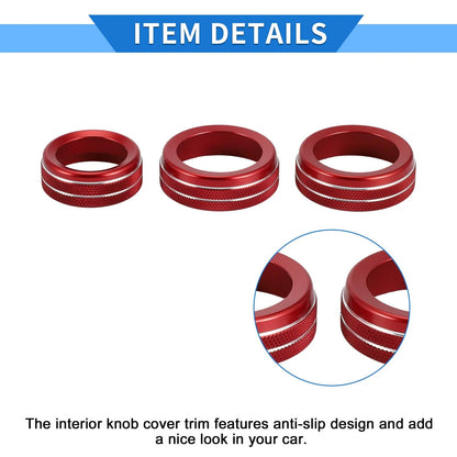 3 x AC Media Volume Tune Switch Knob Cover Ring for Dodge Durango (2021-2023)