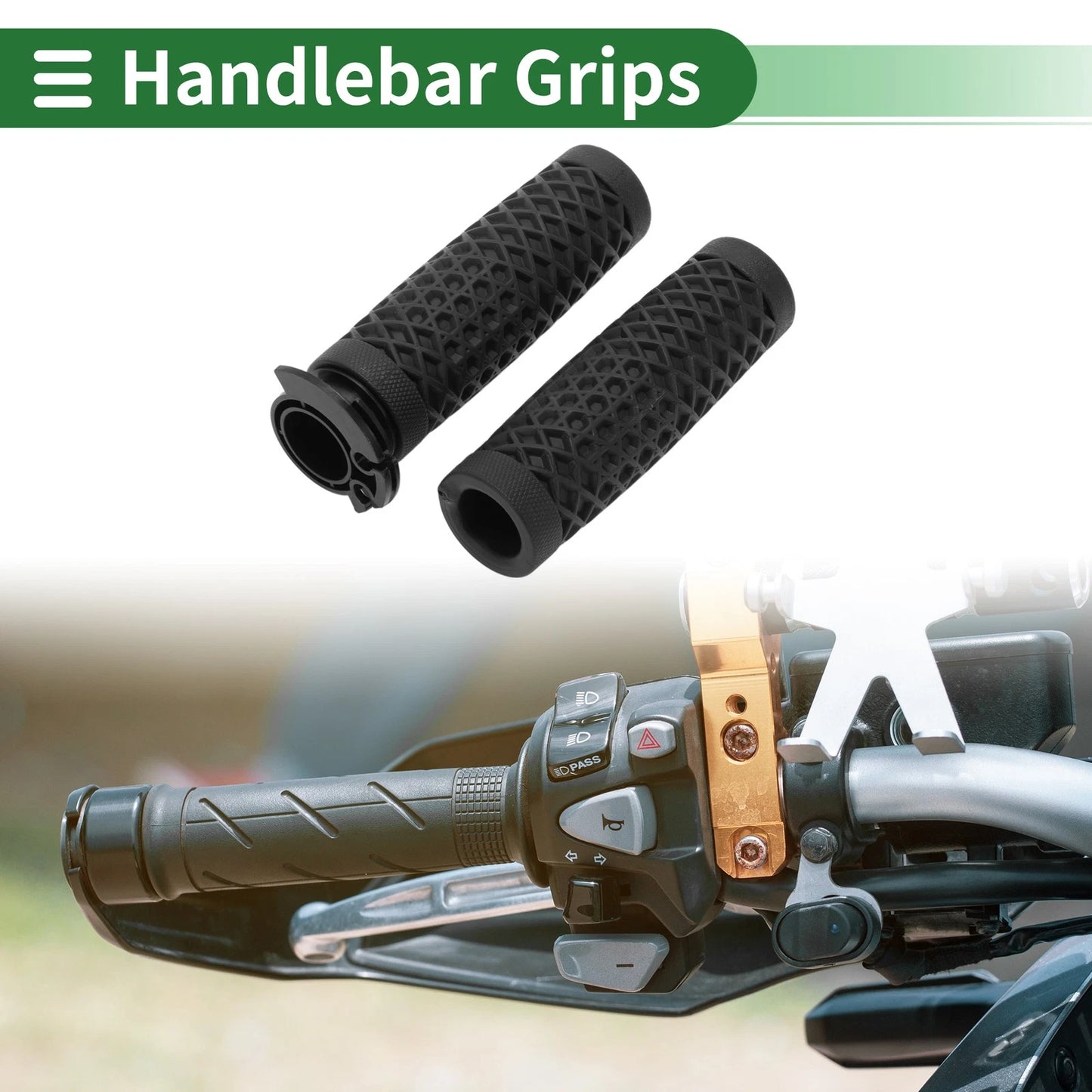 7/8 22mm Hand Grips Cover TPU Black for Motorcycle