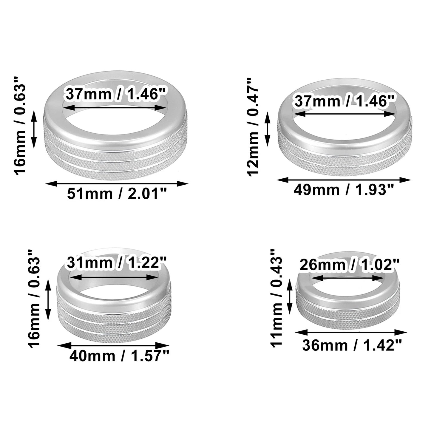 7 x Silver Tone AC Climate Control Knob Covers for Ford F-150 (2021-2022)