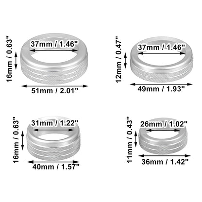7 x Silver Tone AC Climate Control Knob Covers for Ford F-150 (2021-2022)