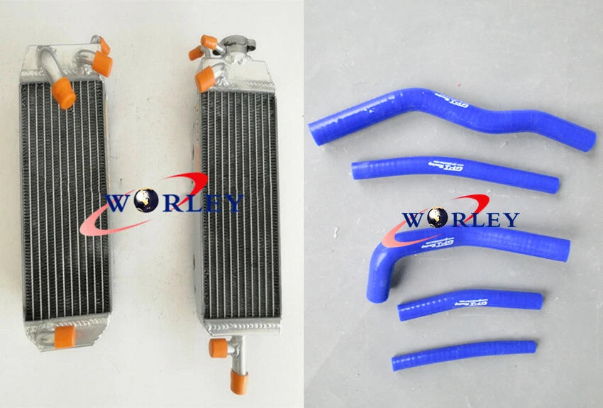 Aluminum Radiator + Red Silicone Hose for Suzuki RM125 (1996-1997)