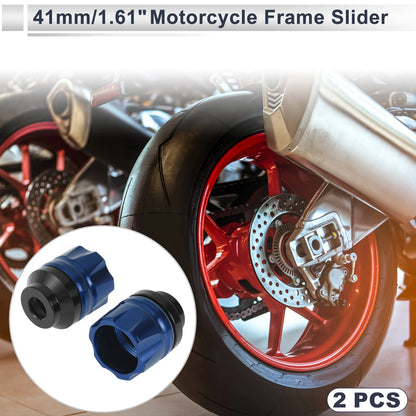 2 x 14mm Aluminum Alloy Motorcycle Slider Frame Blue for Various Models