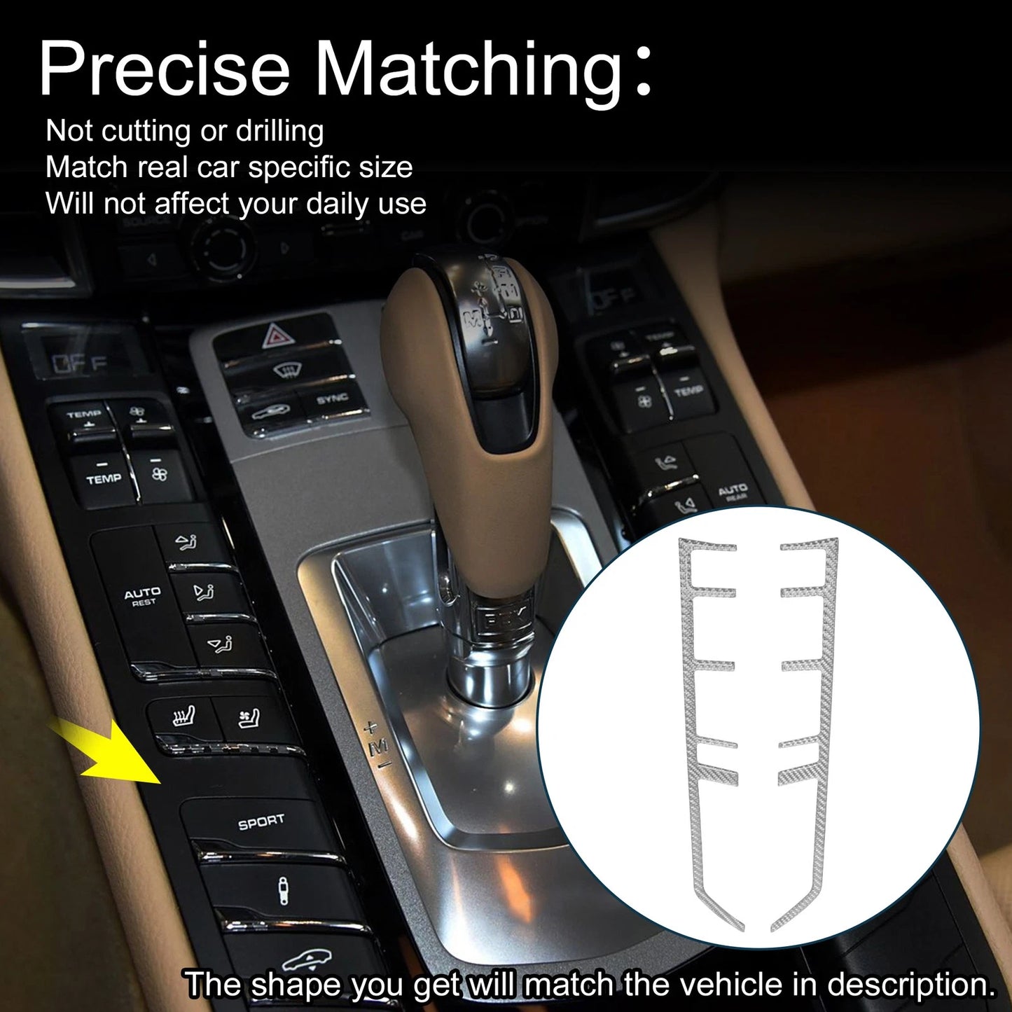 ABS Gear Shift Knob Cover Sticker for Porsche Panamera (2010-2016)