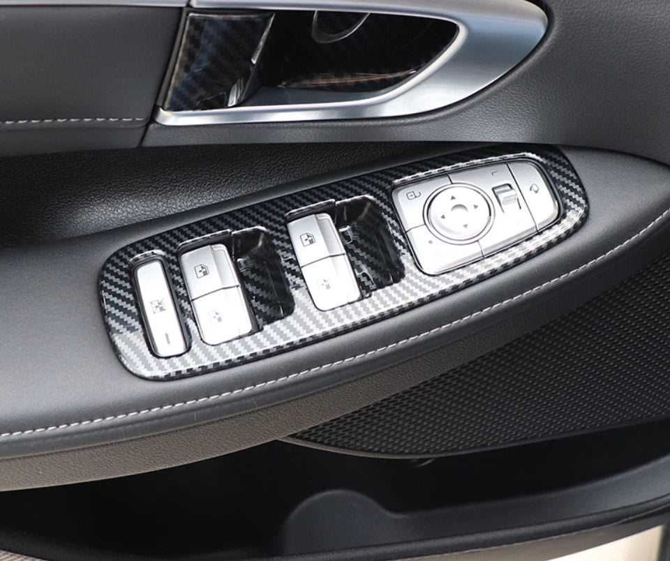 Carbon Fiber Window Lift Panel Cover Trim for Hyundai Sonata (2020-2023) 4x