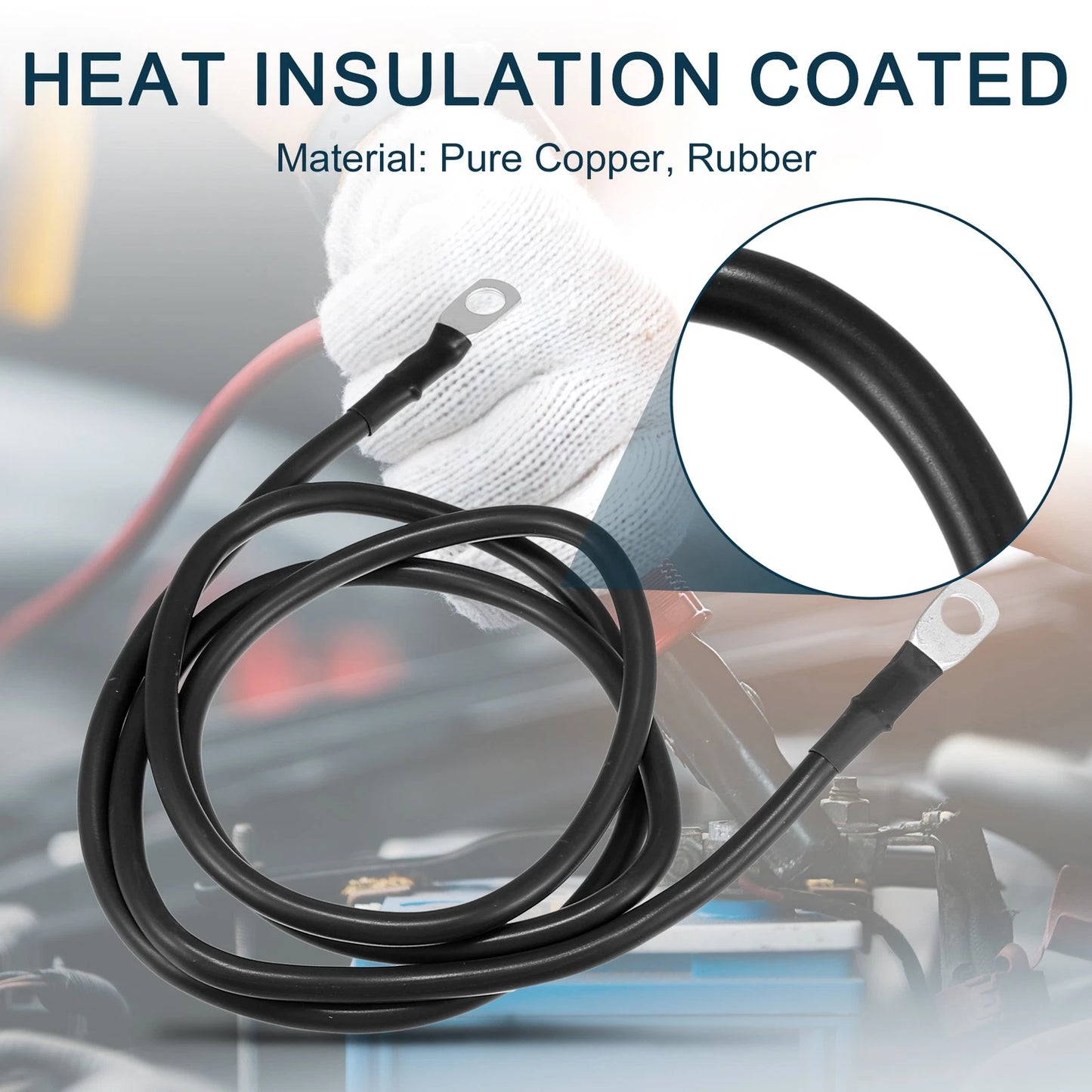 8AWG 4ft Marine Battery Inverter Cable for Car Black Copper Wire